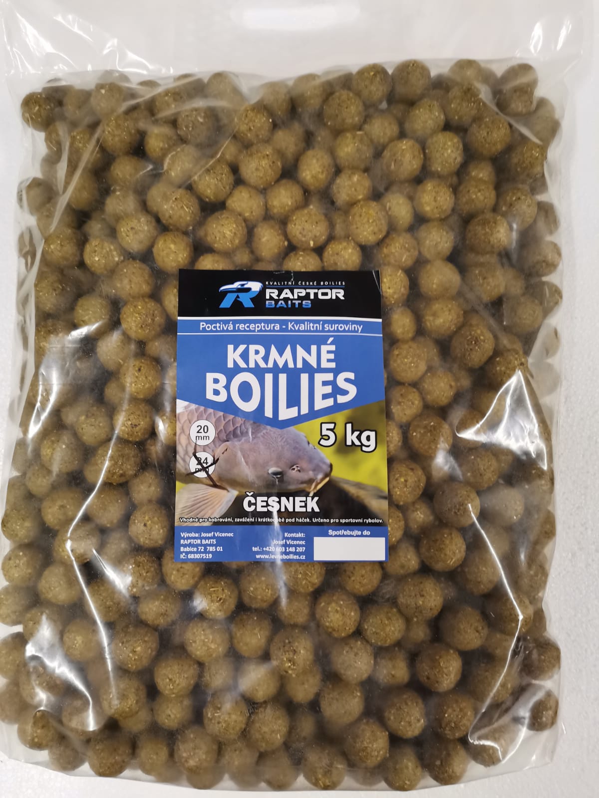 Krmné boilies Česnek – 5kg 20 mm
