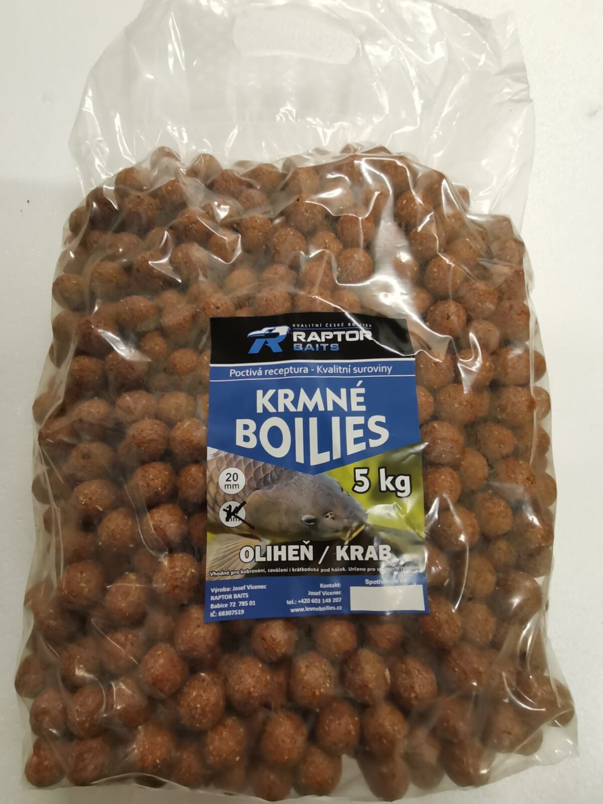Krmné boilies Oliheň/krab – 5kg 20 mm